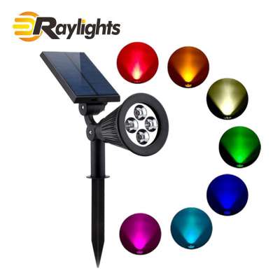 Colorful 4LED Solar Outdoor Waterproof RGB Garden Courtyard Ground Lawn Spotlight Landscape Light